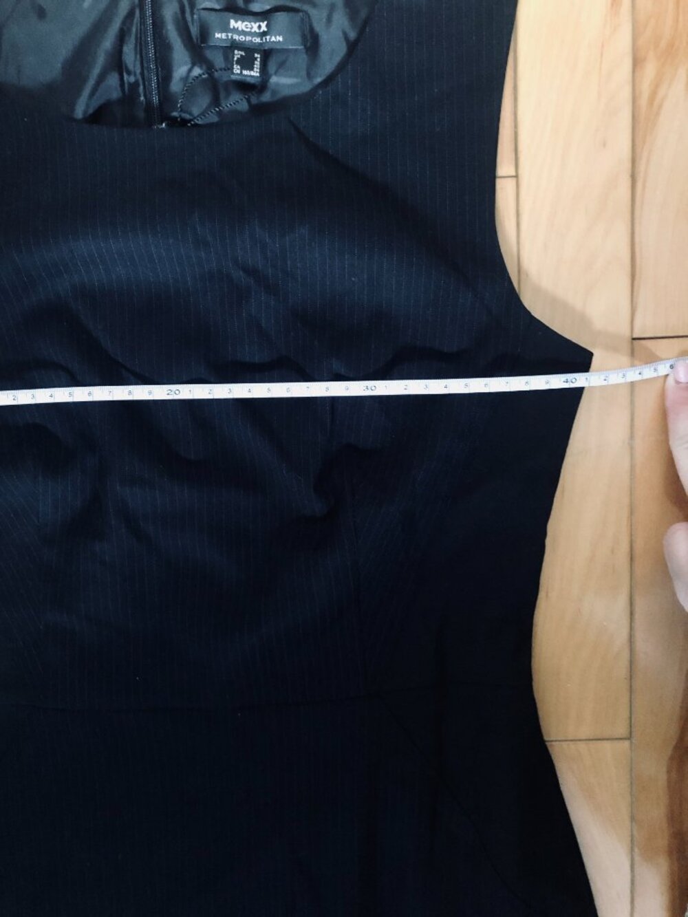 NWT Mexx Metropolitan Black Pinstripe Sheath Dress Size 34 Fitted Stretch Office - Picture 12 of 16